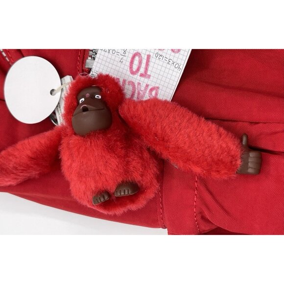 Kipling Seoul Cherry Red Laptop School Backpack Water Resistant Monkey Charm - Picture 2 of 6